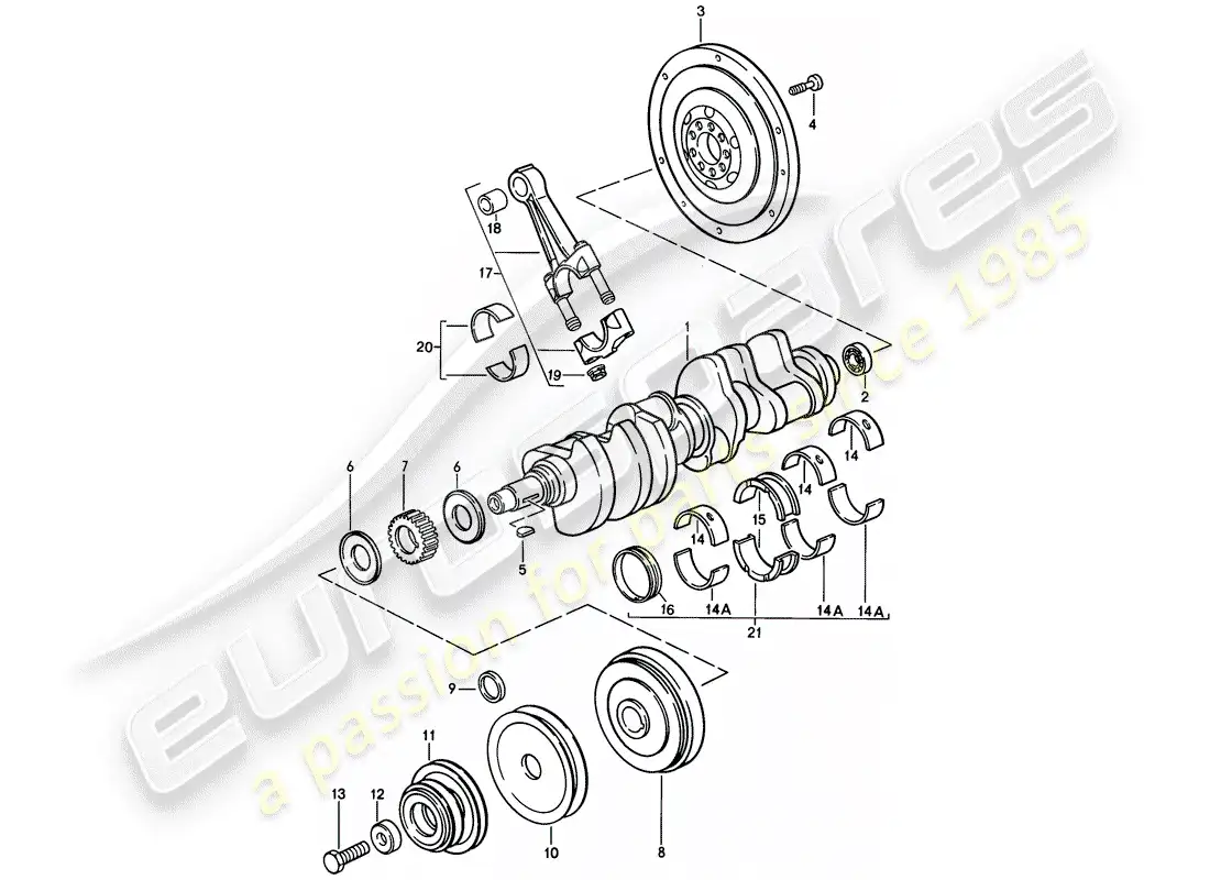 porsche 1980 (928) ciguenal - biela diagrama de piezas