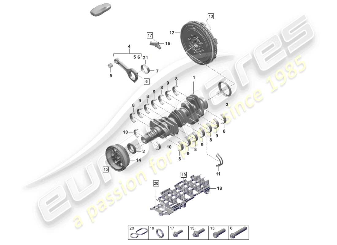 porsche 2026 (992-2 turbo / s) diagrama de piezas del volante de inercia de la biela del cigüeñal