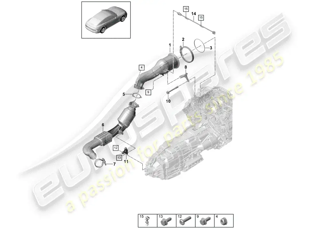 porsche 2020 (panamera 971-1) sistema de escape diagrama de piezas