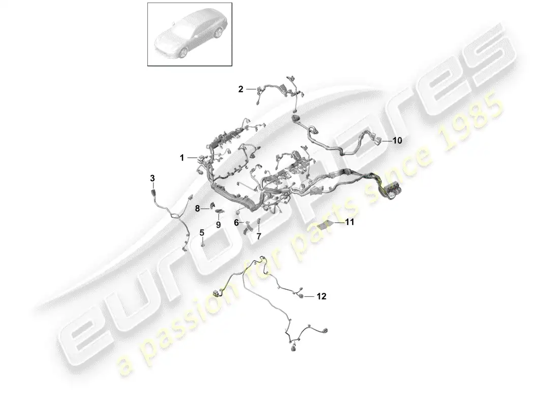porsche 2020 (panamera 971-1) cableando arneses diagrama de piezas