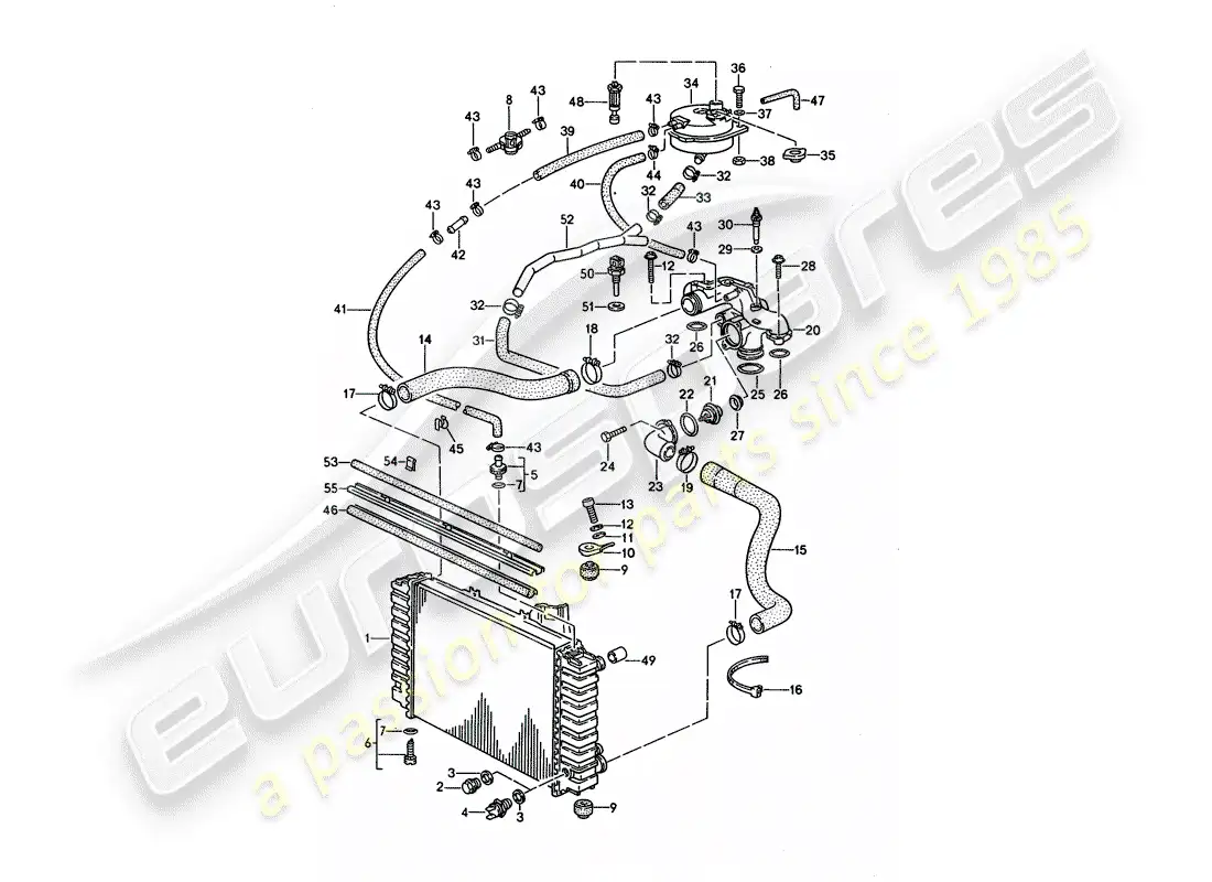 porsche 1992 (928) water cooling 1 diagrama de piezas