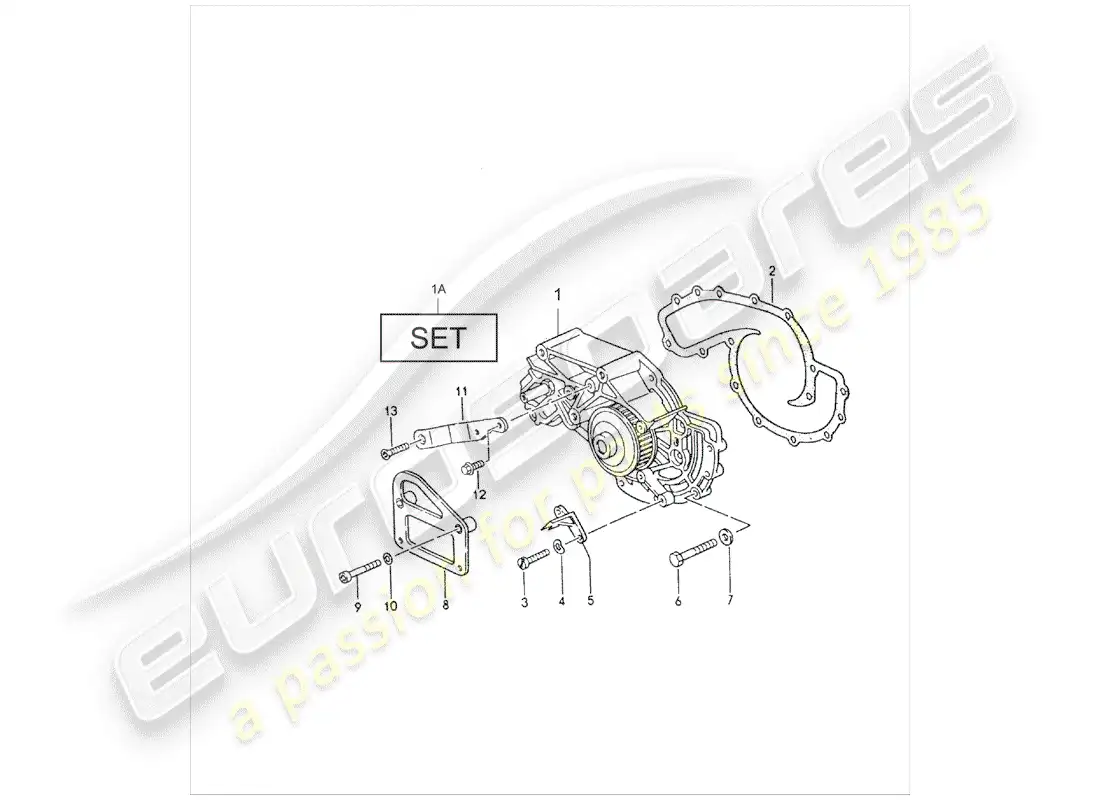 porsche 1992 (928) bomba de agua diagrama de piezas