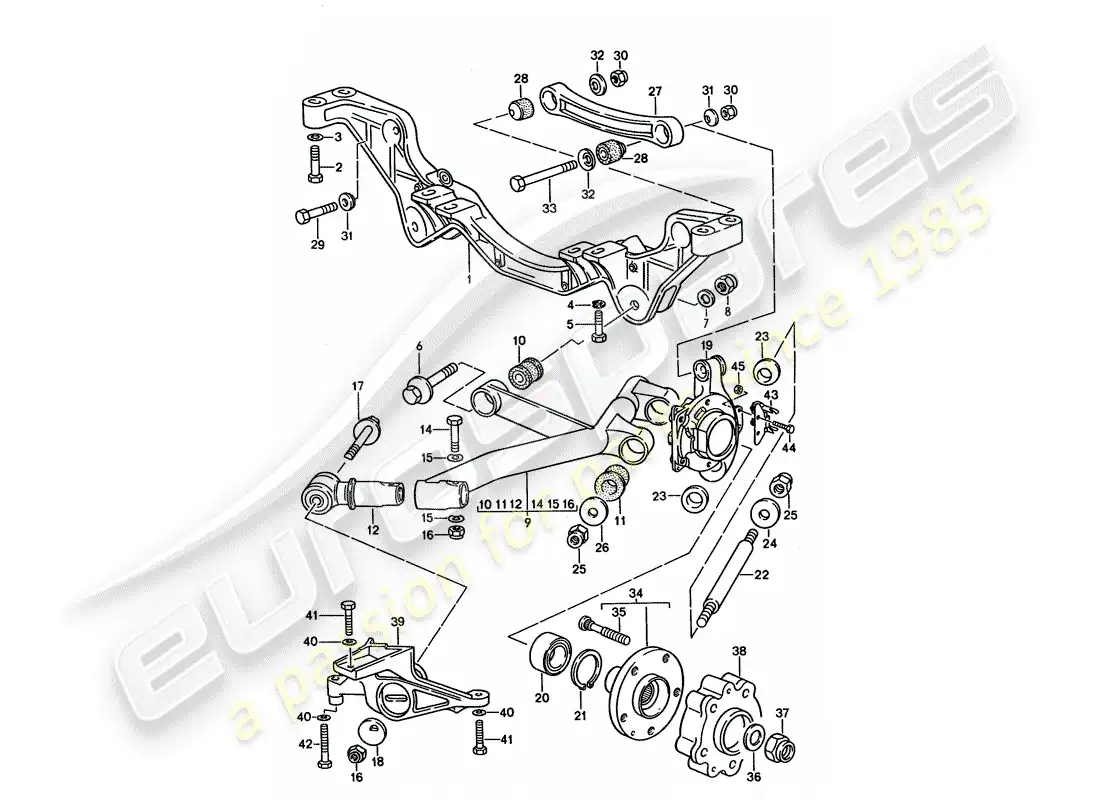 porsche 1992 (928) eje posterior diagrama de piezas