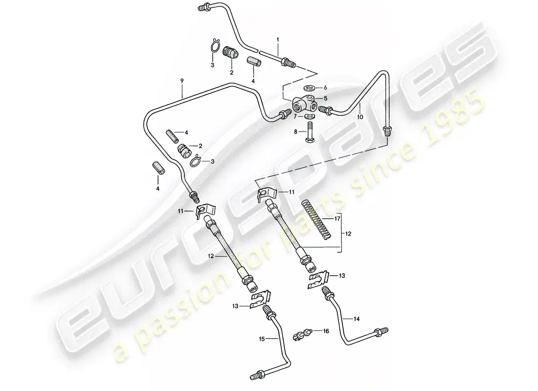 porsche 1984 (911) línea de freno diagrama de piezas