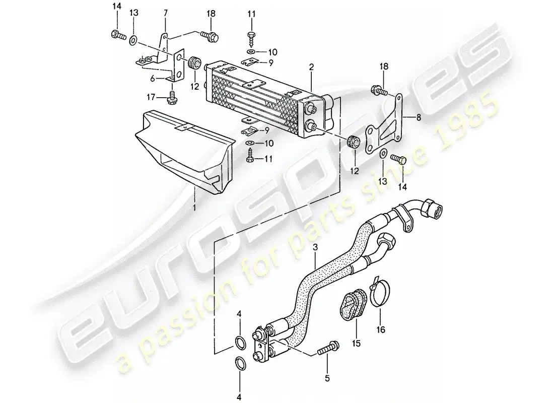 porsche 1990 (944) diagrama de piezas de enfriamiento de aceite