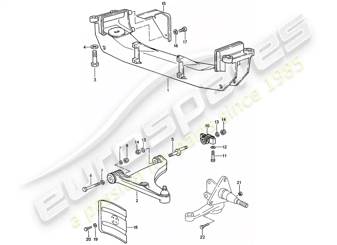porsche 1990 (944) brazo estabilizador de pista - travesaño diagrama de piezas