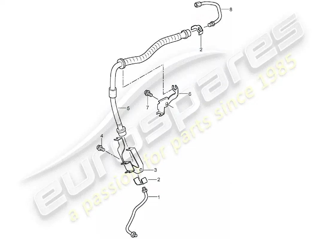 porsche 2005 (cayenne e1 9pa) línea de freno diagrama de piezas