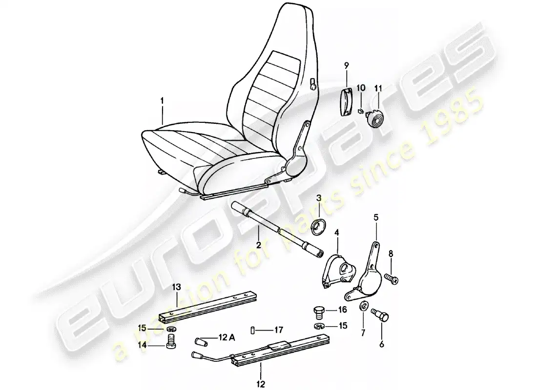 porsche 1982 (911) asiento deportivo - completo - d >> - mj 1980 diagrama de piezas
