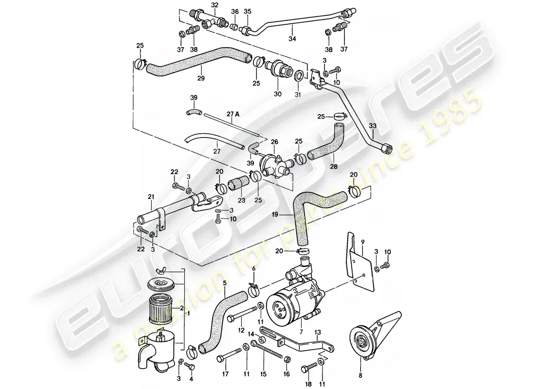 porsche 1986 (928) inyección de aire diagrama de piezas