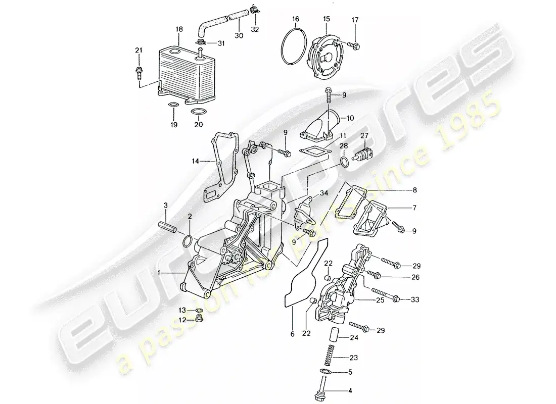 porsche 2001 (996) bomba de aceite diagrama de piezas