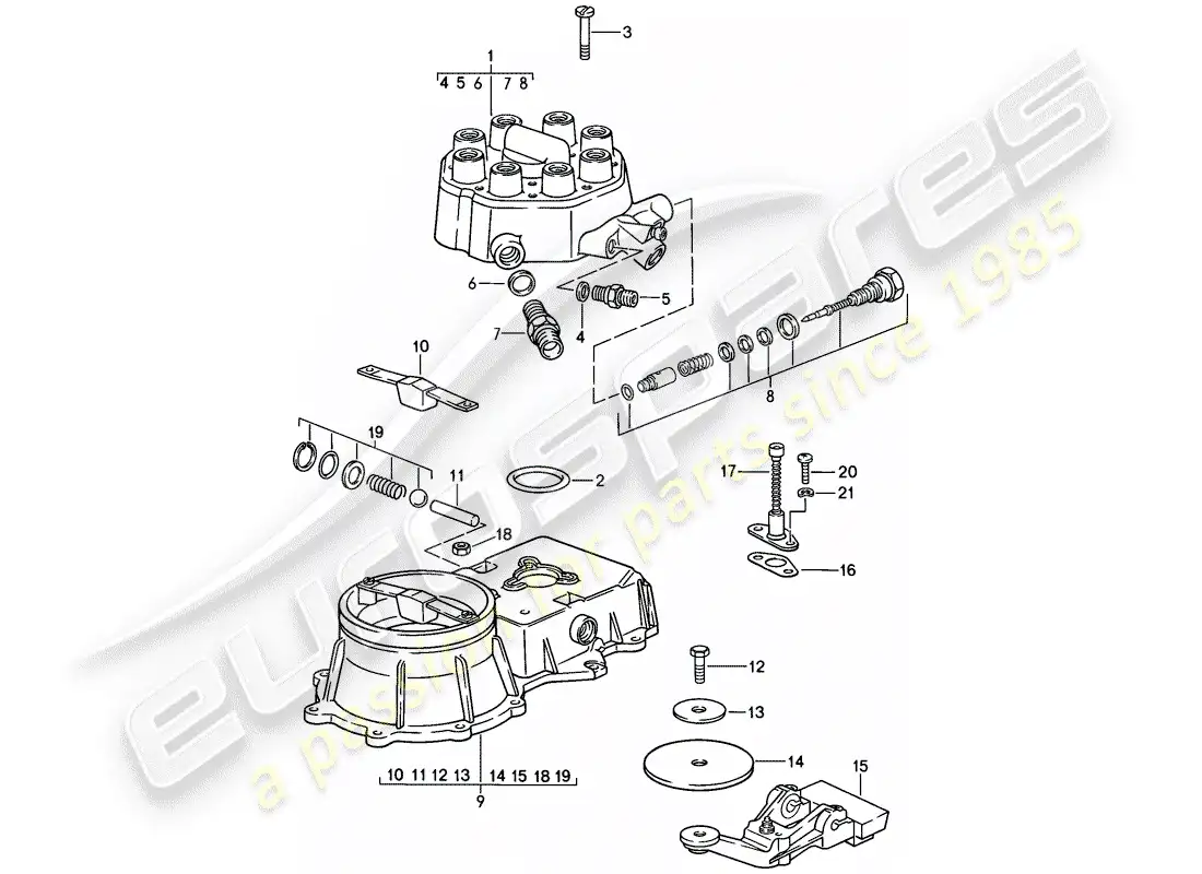 porsche 1985 (928) k-jetronic - 1 - unidad de control de mezcla - d - mj 1983>> - mj 1983 diagrama de piezas