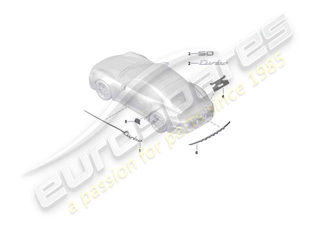 porsche 2022 (992-1 turbo / s) diagrama de piezas del modelo especial de película decorativa