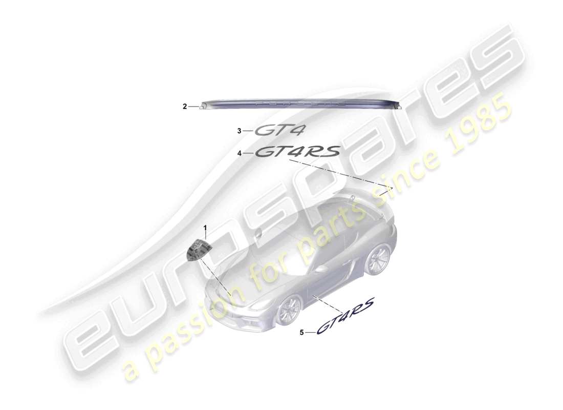 porsche 2021 (718 cayman gt4) diagrama de piezas de la película protectora de piedras de adorno