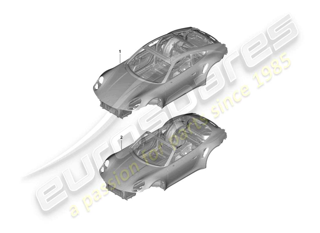porsche 2021 (992-1 turbo / s) diagrama de piezas de la carrocería del coche