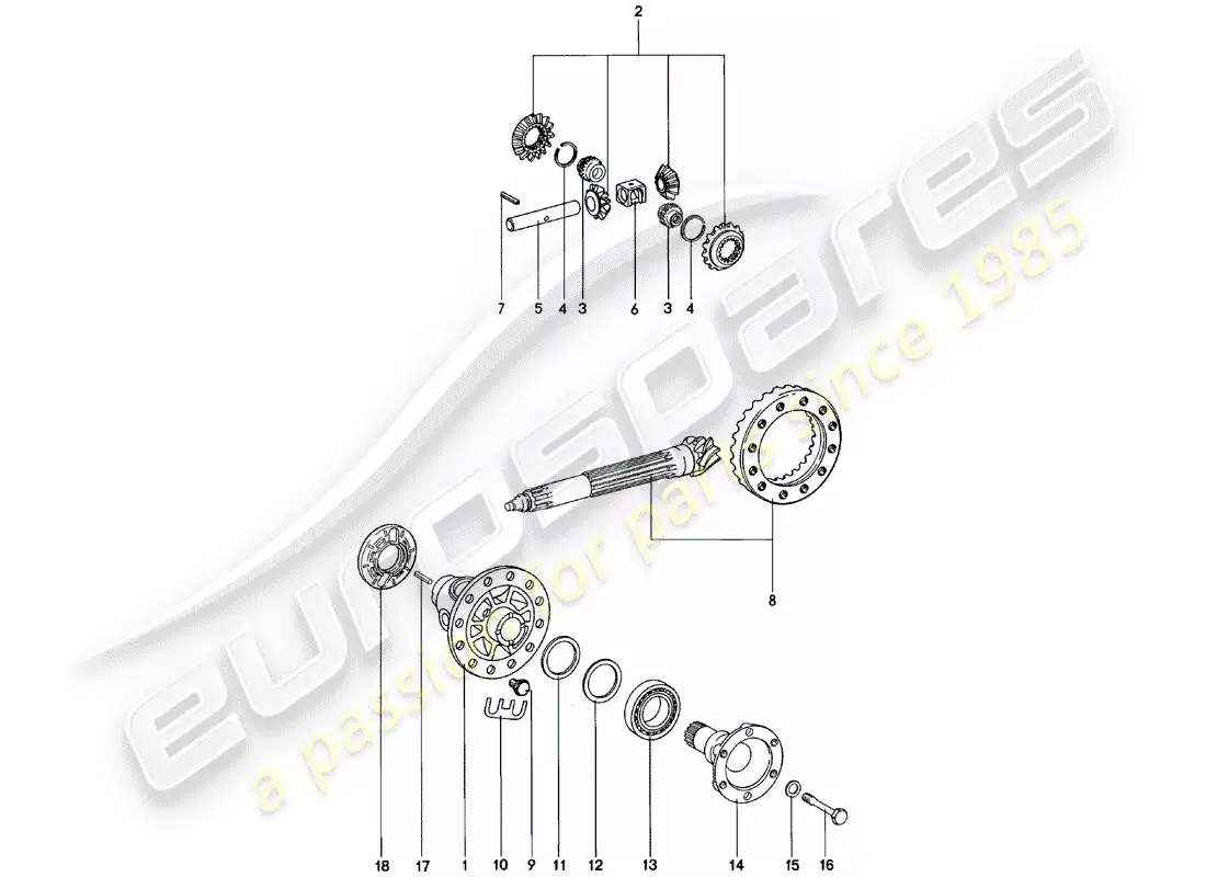 porsche 1982 (911) diferencial - spm diagrama de piezas