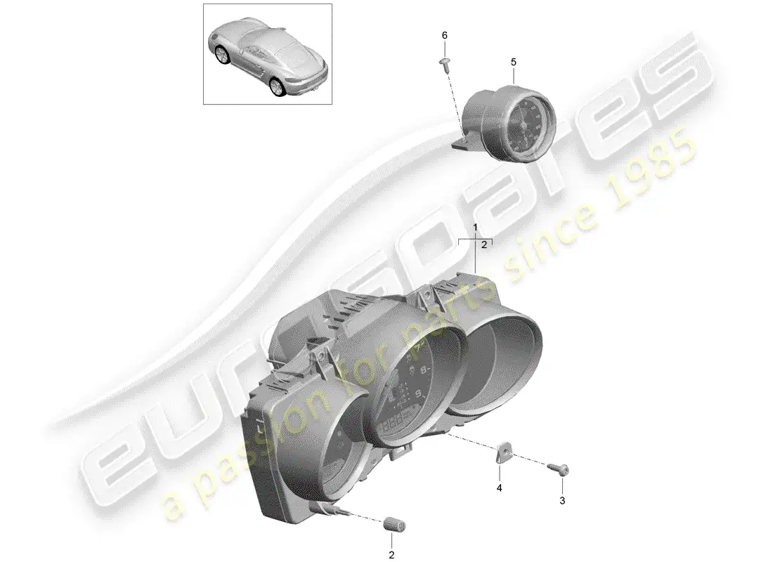 porsche 2017 (718 cayman) combinación de instrumentos diagrama de piezas