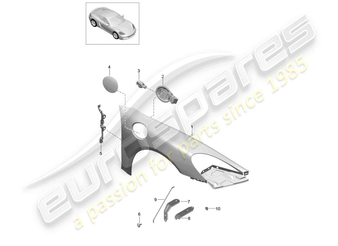 porsche 2024 (718 cayman) diagrama de piezas del ala