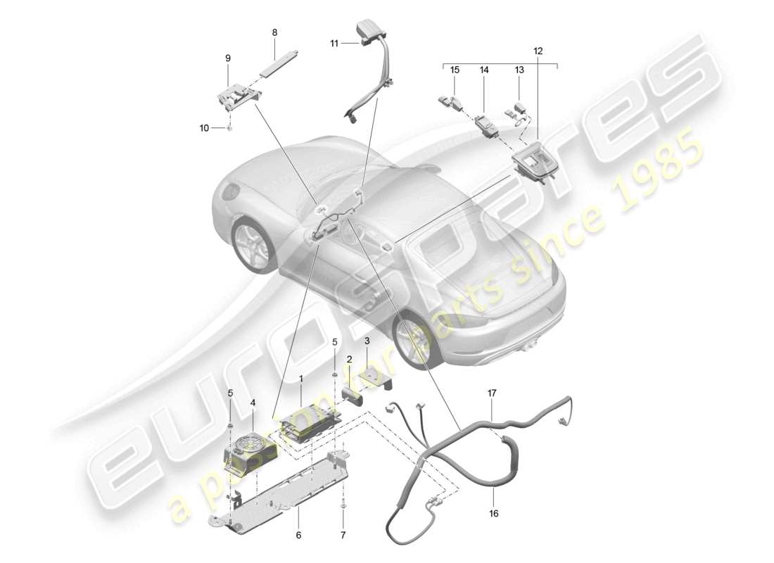 porsche 2024 (718 cayman) para modelos con teléfono y llamada de emergencia diagrama de piezas