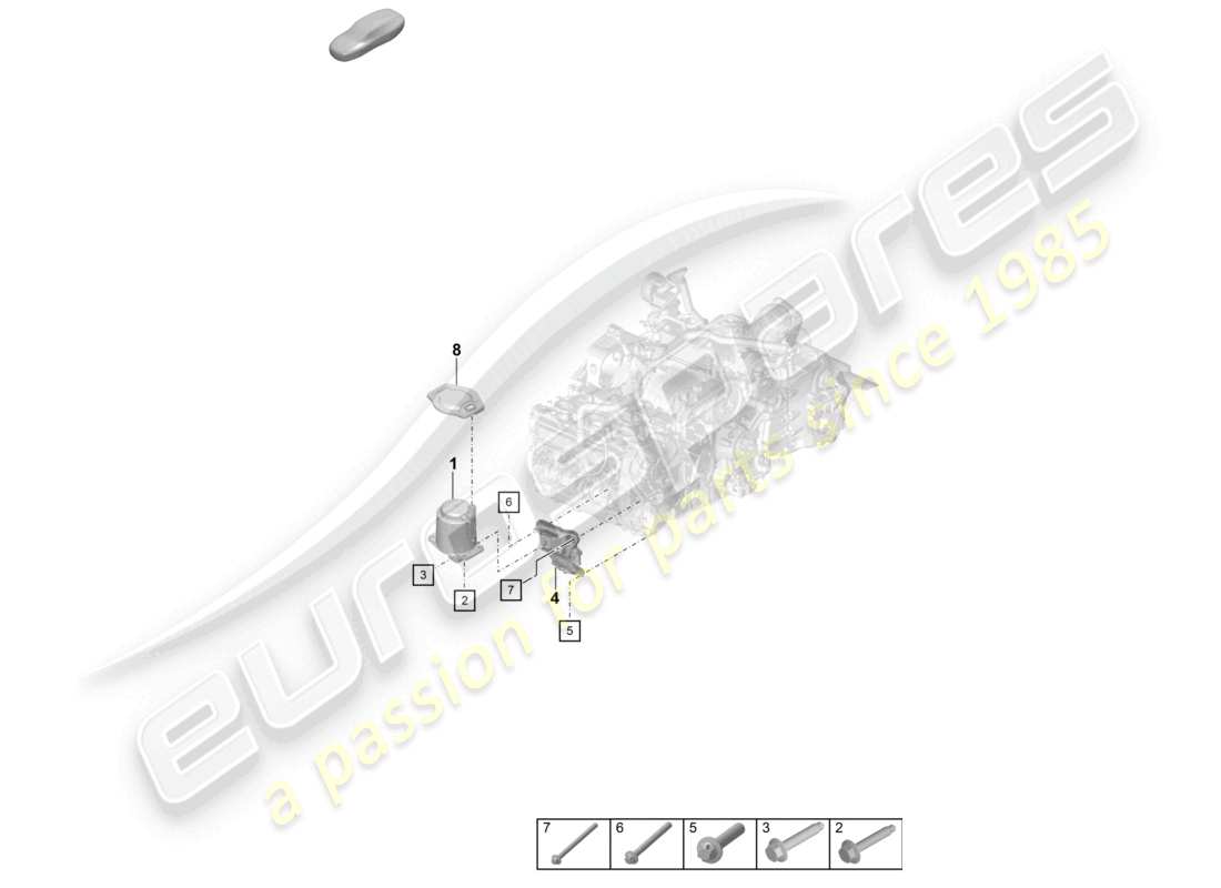 porsche 2023 (992-1 turbo / s) diagrama de piezas del dispositivo de elevación del motor