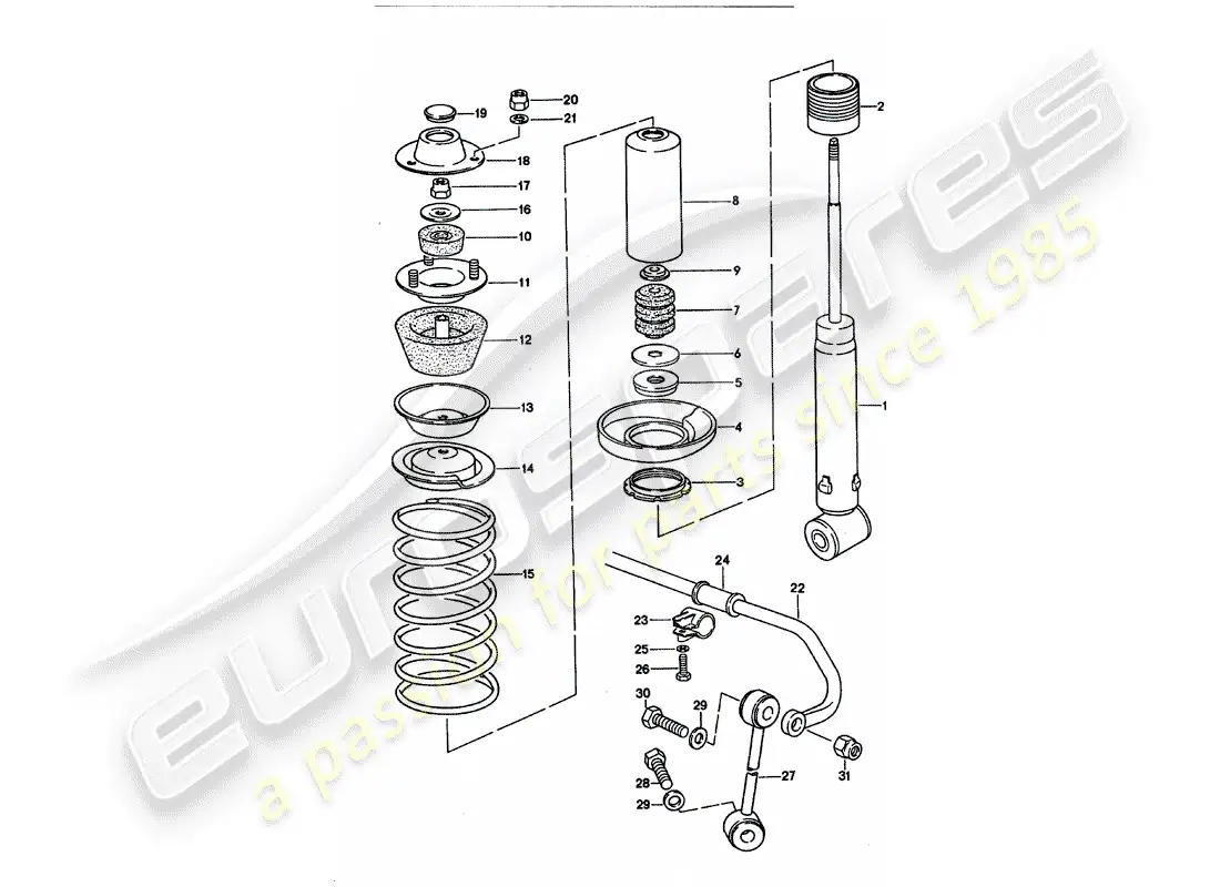 porsche 1992 (928) suspensión - estabilizador diagrama de piezas