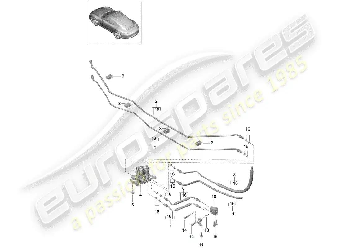 porsche 2013 (991-1) líneas diagrama de piezas