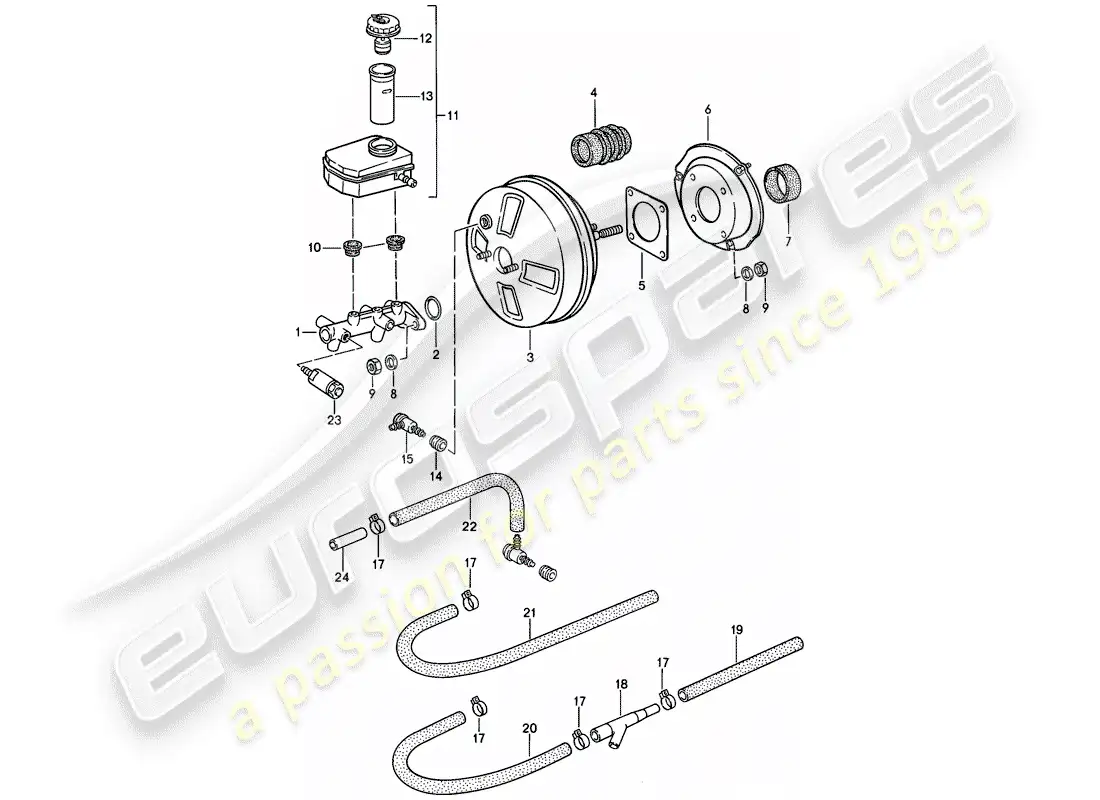 porsche 1986 (944) cilindro maestro de freno - refuerzo de freno - depósito diagrama de piezas