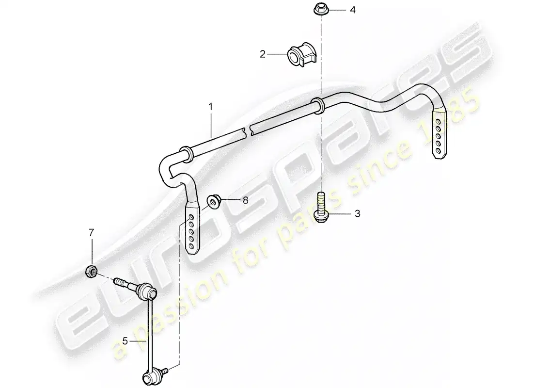 porsche 2008 (997-1 turbo / gt2) estabilizador diagrama de piezas