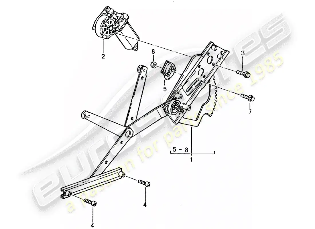 porsche 1994 (993) regulador de ventana - eléctrico diagrama de piezas