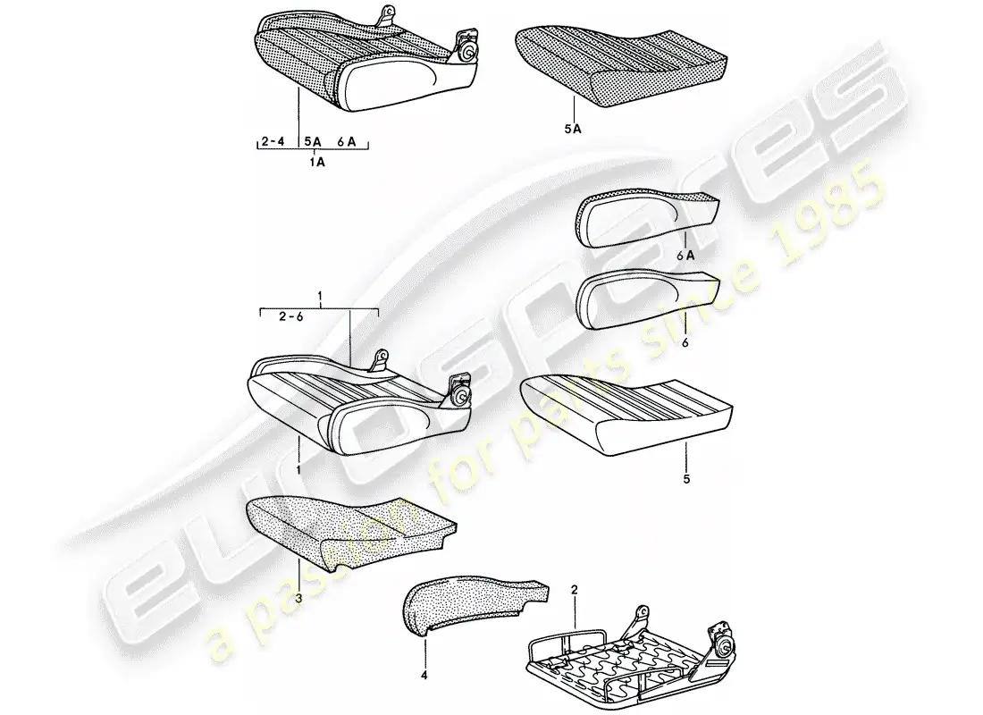 porsche 1980 (928) asiento deportivo - cojín de asiento - piezas individuales - d - mj 1980>> diagrama de piezas