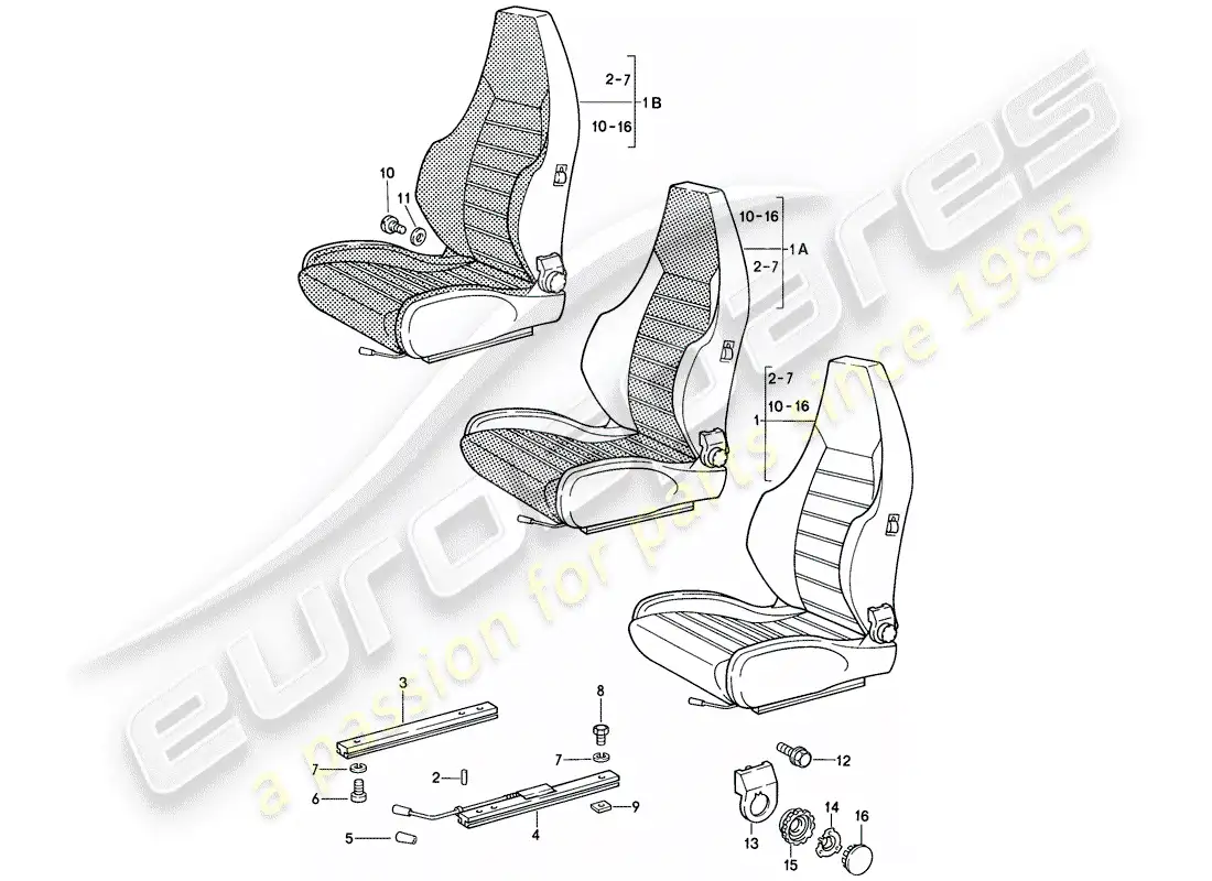 porsche 1986 (928) asiento deportivo - ajustable manualmente - completo - d >> - mj 1984 diagrama de piezas