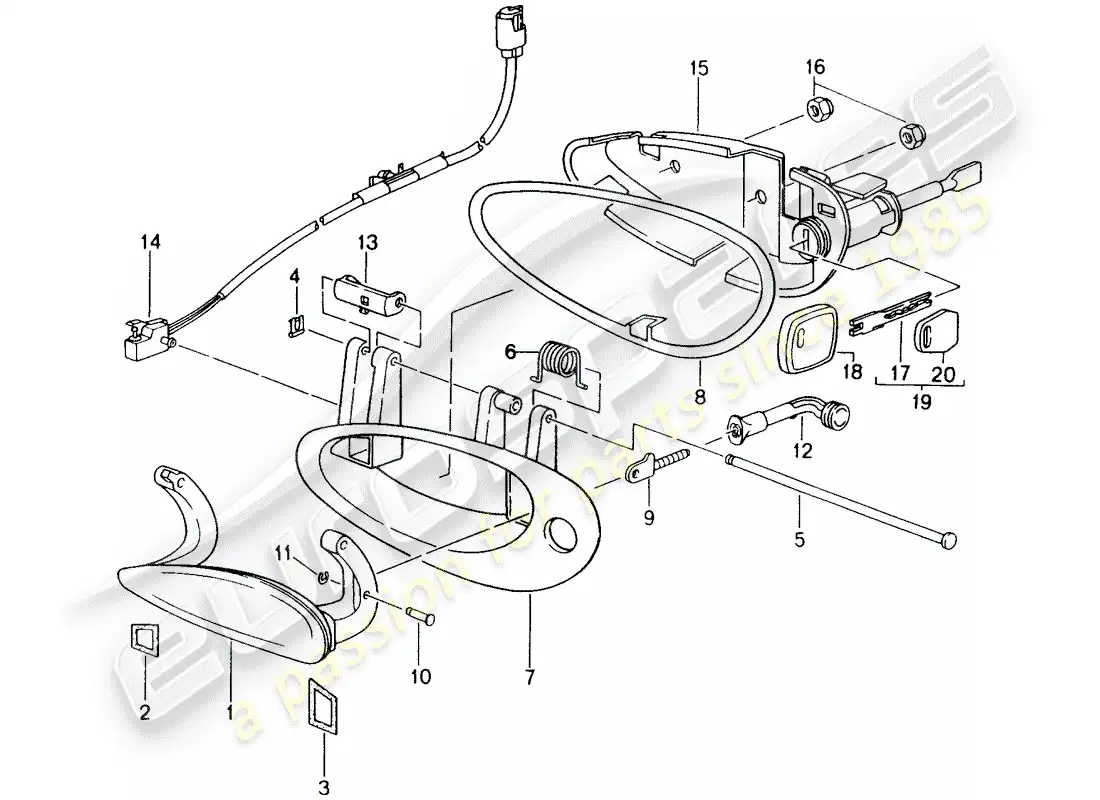 porsche 2001 (996) manejar diagrama de piezas