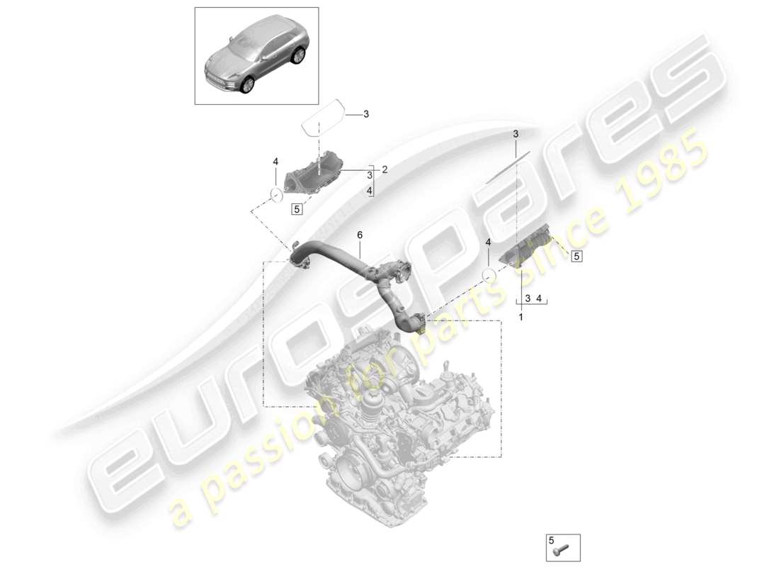 porsche 2021 (macan) diagrama de piezas del distribuidor de aire de admisión