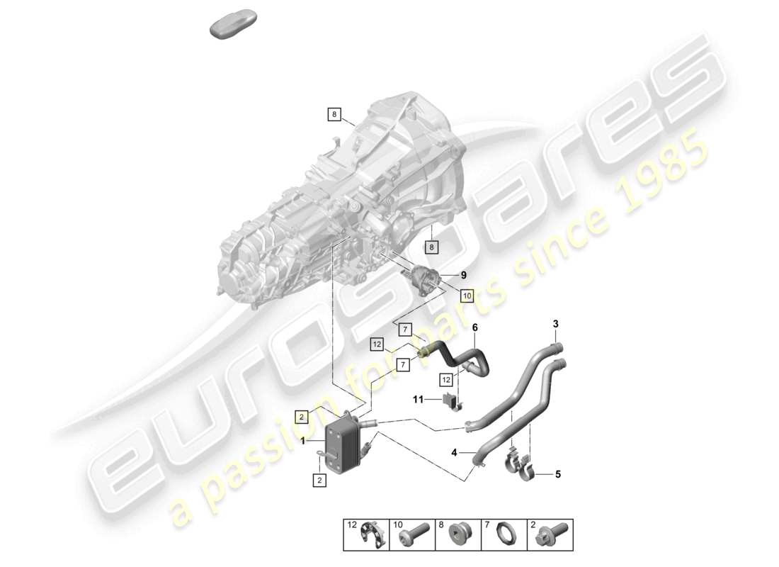 porsche 2023 (718 boxster spyder) diagrama de piezas del tubo de aceite del intercambiador de calor de la caja de cambios manual y del tubo de agua