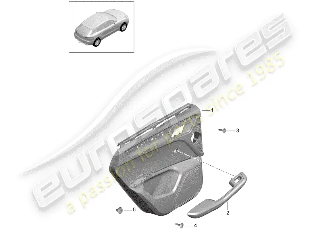 porsche 2018 (macan) diagrama de piezas del panel de puerta