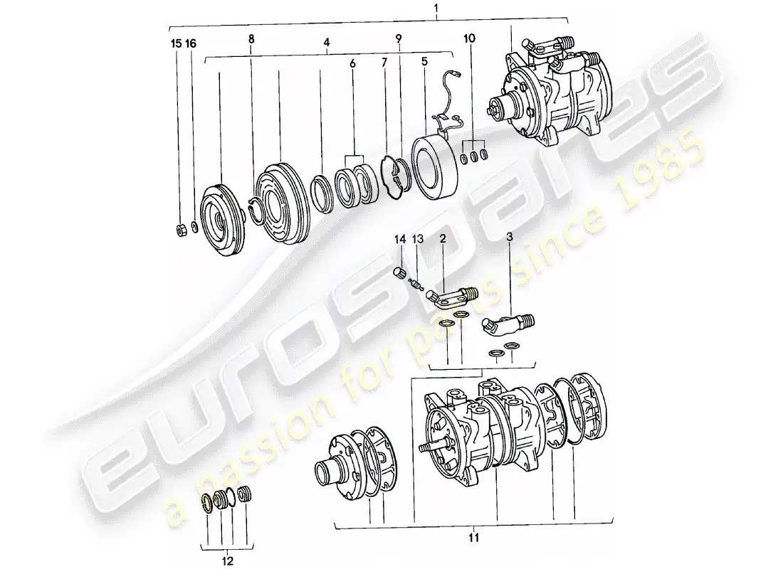 porsche 1980 (924) compresor diagrama de piezas