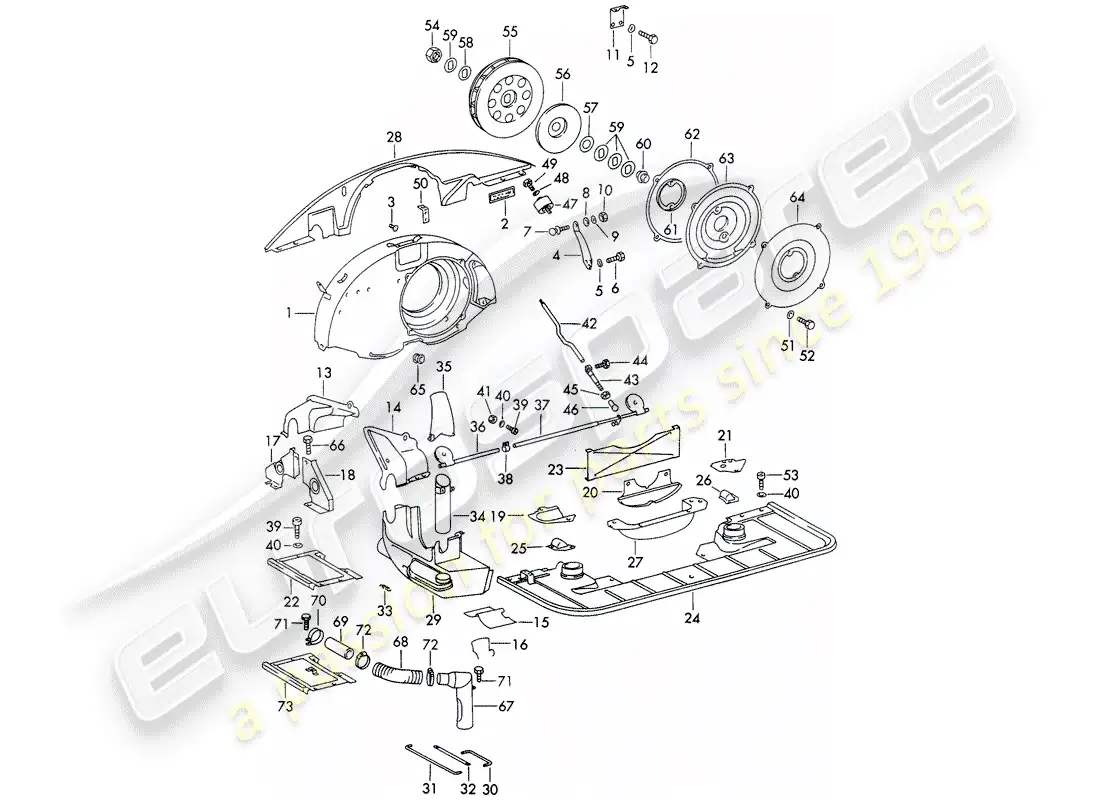 porsche 1965 (911/912) enfriamiento de aire - conducto de aire - y - cubierta del motor - no para: - (s)(d) diagrama de piezas