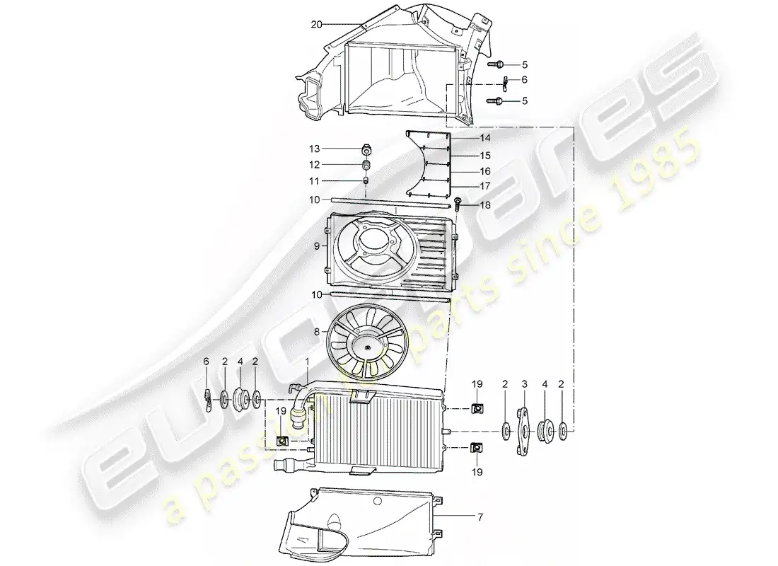 porsche 2005 (carrera gt) refrigeración por agua 2 diagrama de piezas