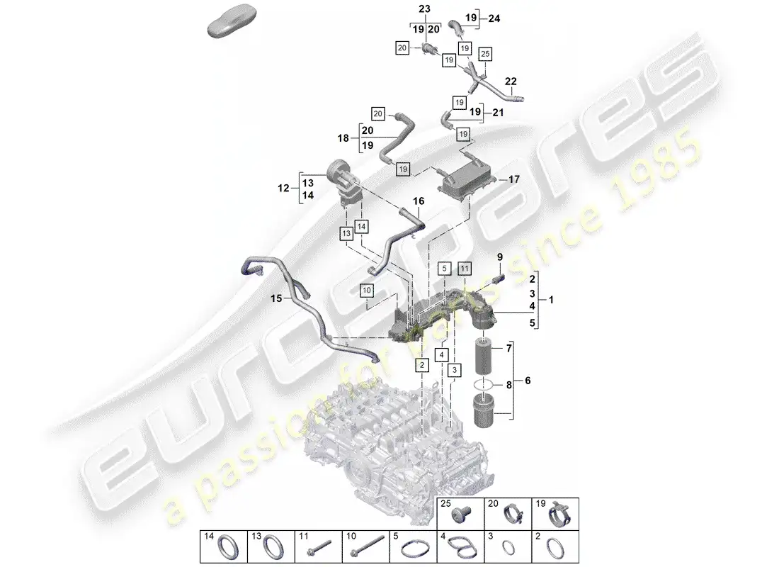 porsche 2020 (718 boxster spyder) motor (presión de aceite./lubrica.) diagrama de piezas
