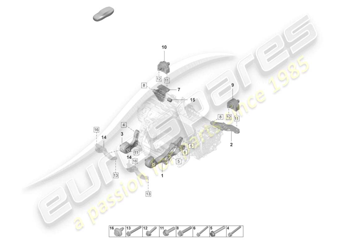 porsche 2022 (taycan 9j1-1) aparejo de elevación del motor eje trasero diagrama de piezas