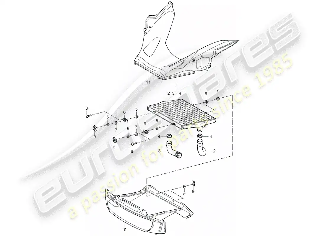 porsche 2006 (carrera gt) diagrama de piezas del radiador