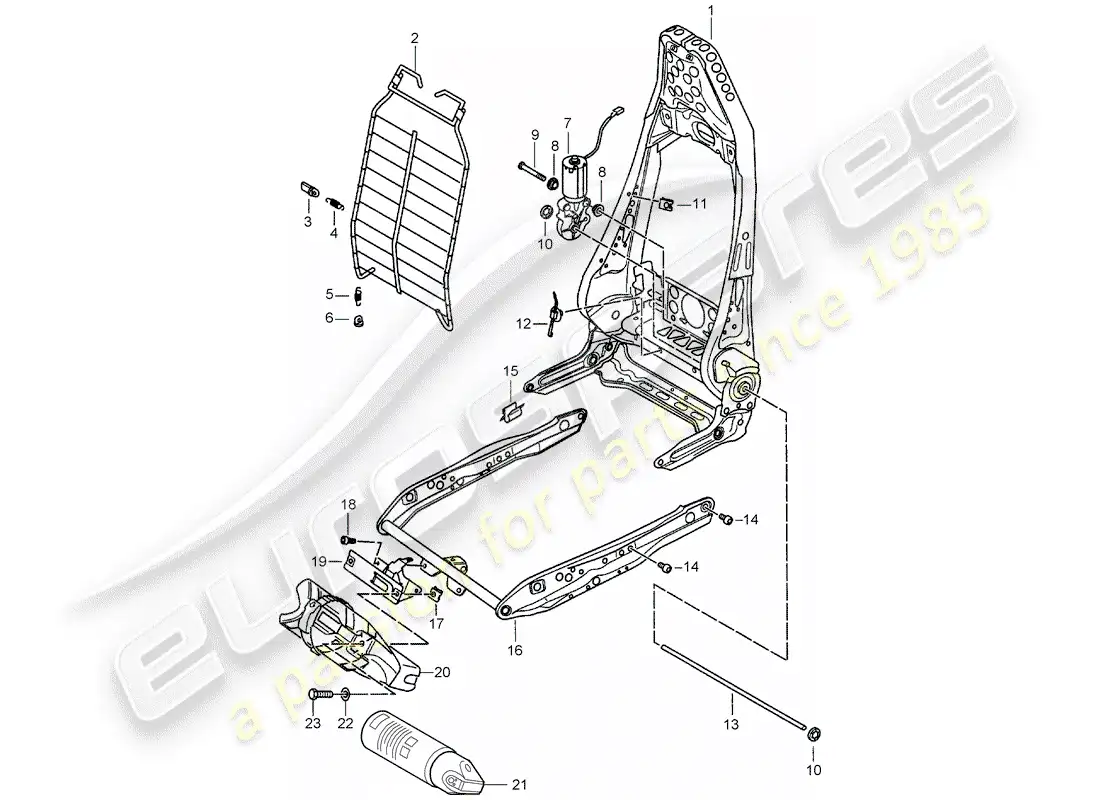 porsche 1999 (986 boxster) estructura - respaldo - estructura para asiento - asiento estándar - asiento confort esquema de piezas