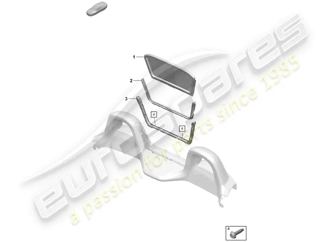 porsche 2019 (718 boxster spyder) parabrisas diagrama de piezas