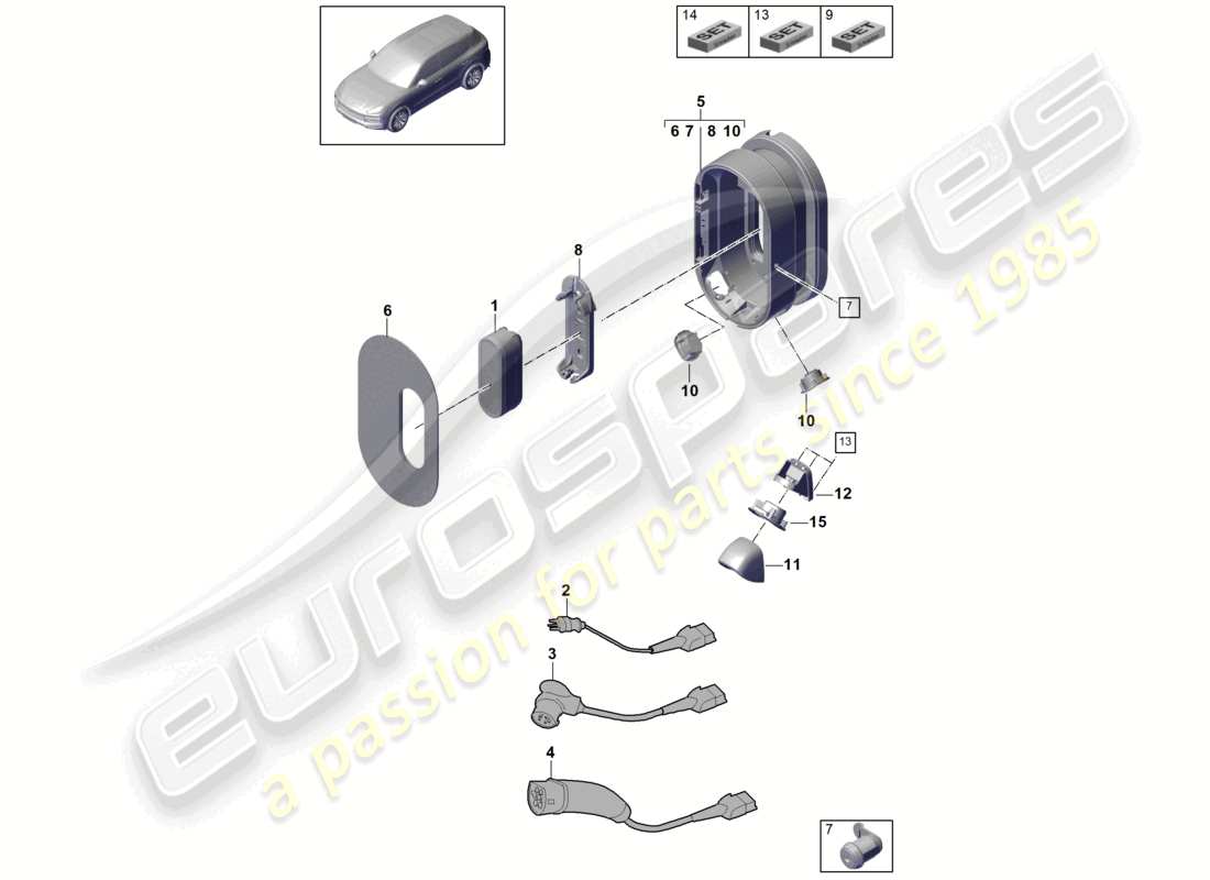 porsche 2023 (cayenne e3 9ya/9yb) cable de carga para carga pagina de inicio para vehículos con propulsión híbrida porsche diagrama de piezas de conexión del cargador móvil