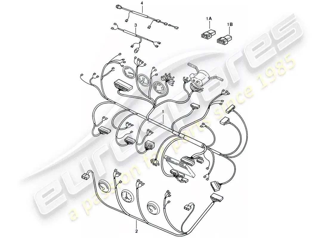 porsche 1983 (944) arneses de cableado - salpicadero - consola central diagrama de piezas
