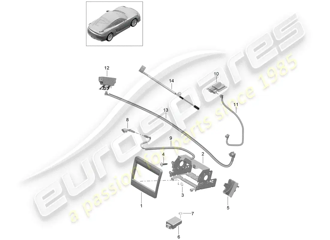 porsche 2016 (981 cayman gt4) preparación diagrama de piezas