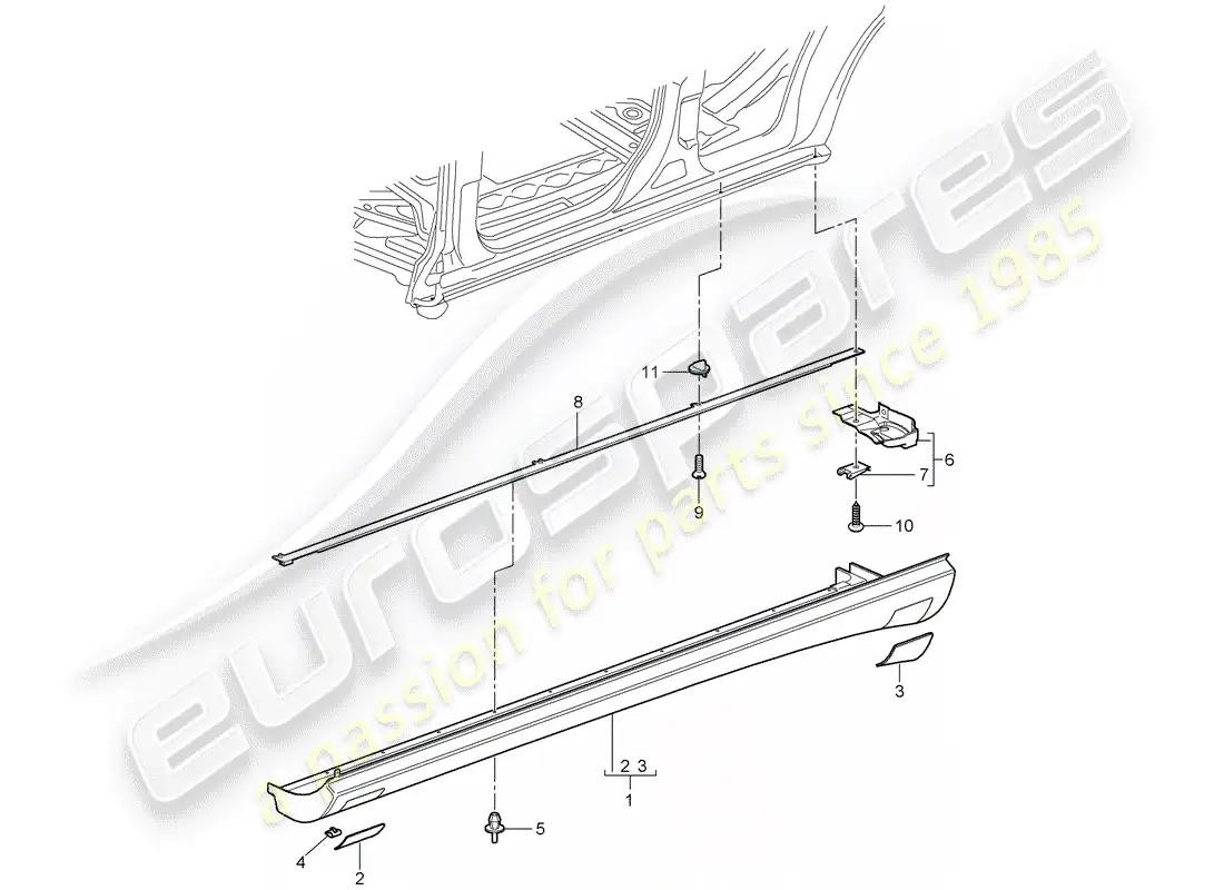 porsche 2007 (cayenne e1 9pa) adornos diagrama de piezas