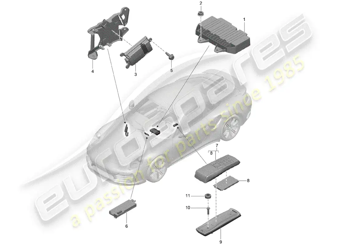 porsche 2016 (991-1 turbo) amplificador diagrama de piezas