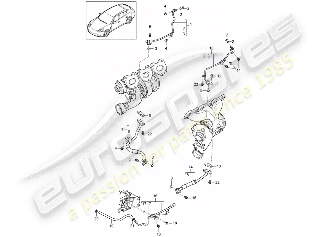 porsche 2010 (panamera 970) tubería de petróleo diagrama de piezas