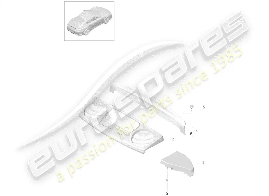 porsche 2016 (991-1 turbo) recubrimiento diagrama de piezas