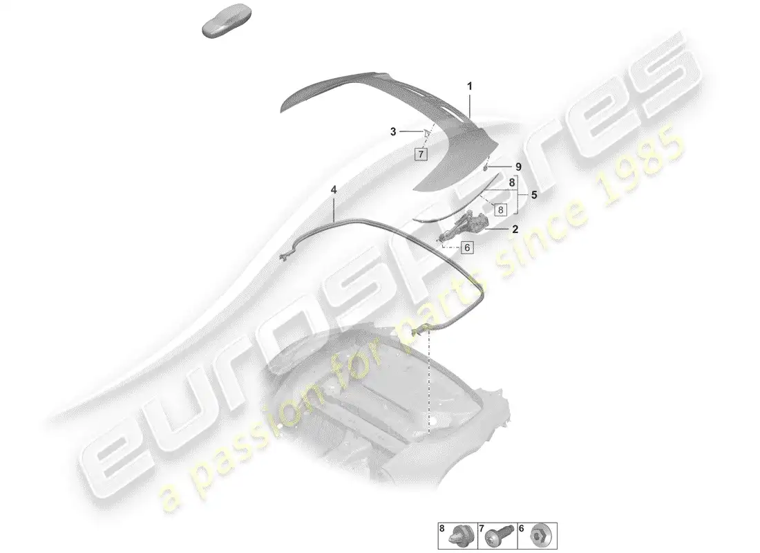 porsche 2019 (992-1) tapa para cofre de almacenaje superior diagrama de piezas
